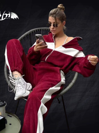 BATM Women’s Color-Block Tracksuit Set Long Sleeve Zip-Up Jacket