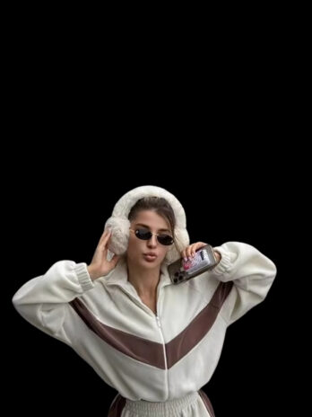 BATM Women’s Color-Block Tracksuit Set Long Sleeve Zip-Up Jacket